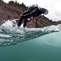 Flyboarding on the lake at the National Diving and Activity Centre